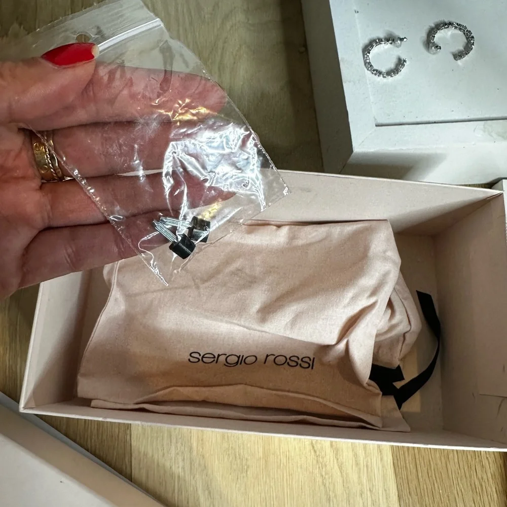 Sergio Rossi frayed denim pumps 40 9.40 3” heel heels pump jeans silver metal - Picture 7 of 9